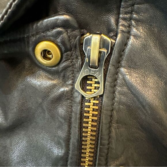 Madewell Black Washed Leather Moto Biker Jacket Women's Size Small  FLAWED*** - Picture 15 of 16